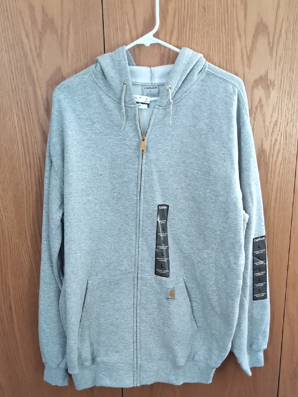 Carhartt Men's Light Heather Gray Full-Zip Hooded Sweatshirt